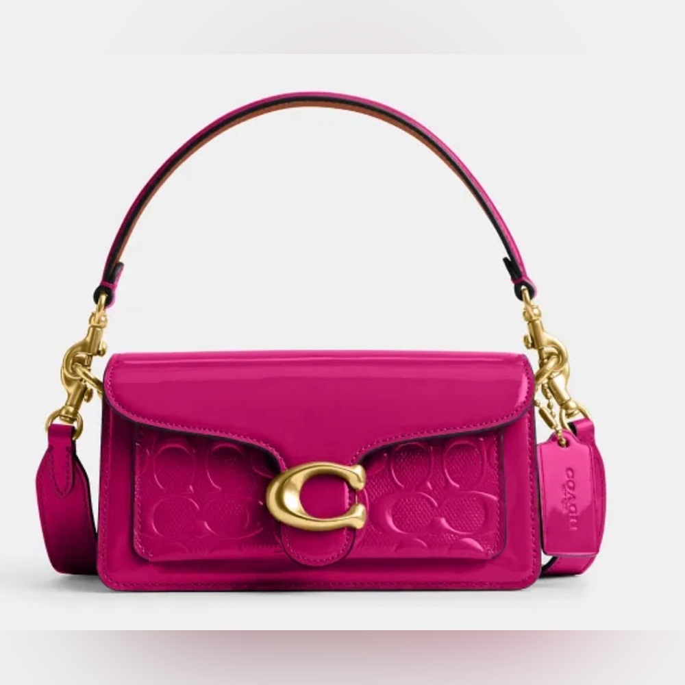Coach Tabby 20 Shoulder Bag In Signature Patent Leather Magenta - Picture 2 of 9